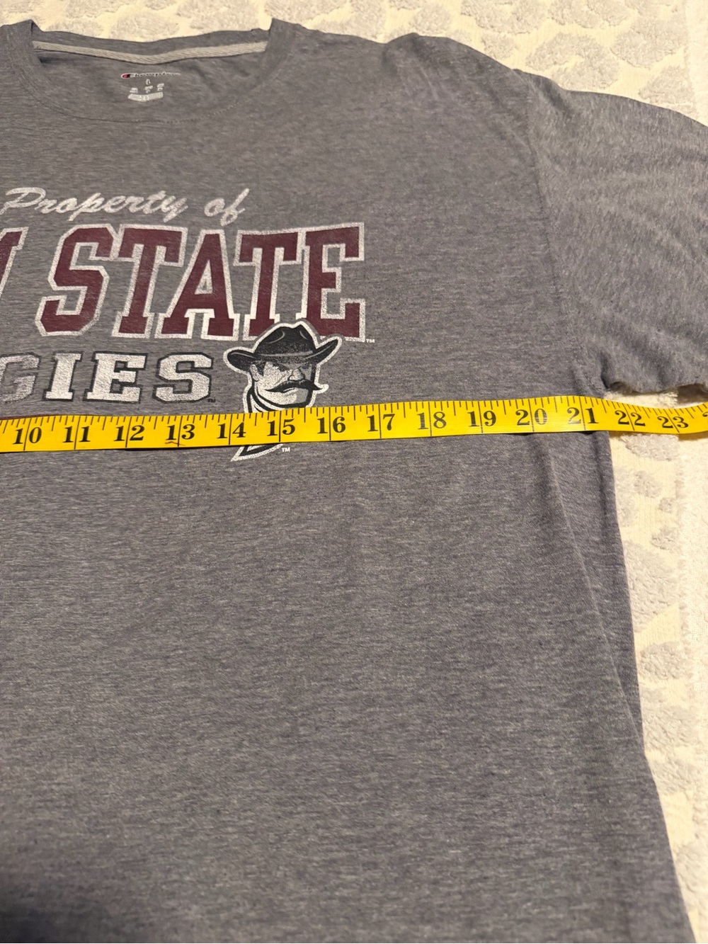 Champion NM State Aggies Gray Short Sleeve Tee with Maroon Logo - Picture 4 of 5